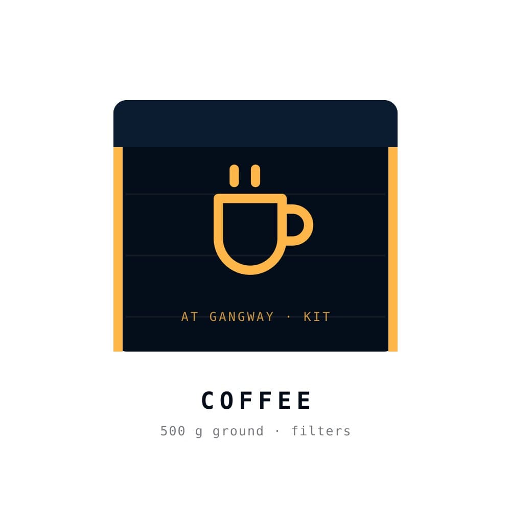 At Gangway coffee kit crate — 500 g ground coffee and filters